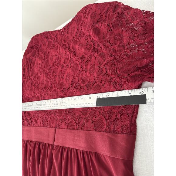 Baby Doll Lace Chiffon Skirt Burgundy Dark Romantic Cocktail Dress 18W - Picture 15 of 16